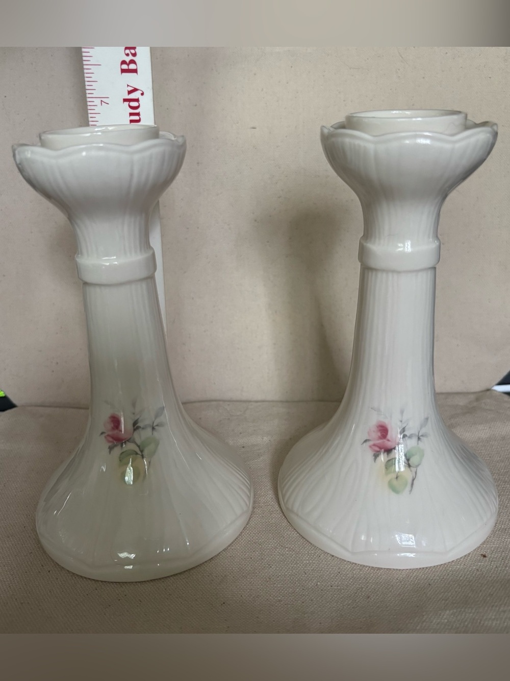 Donegal Irish Parian China Irish Rose Candlesticks